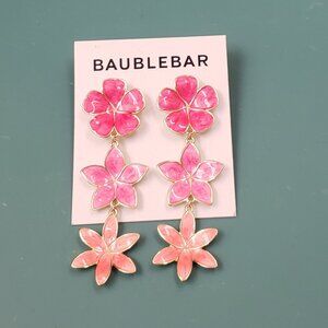 Baublebar, NWT pink peach flower drop dangle pierced earrings